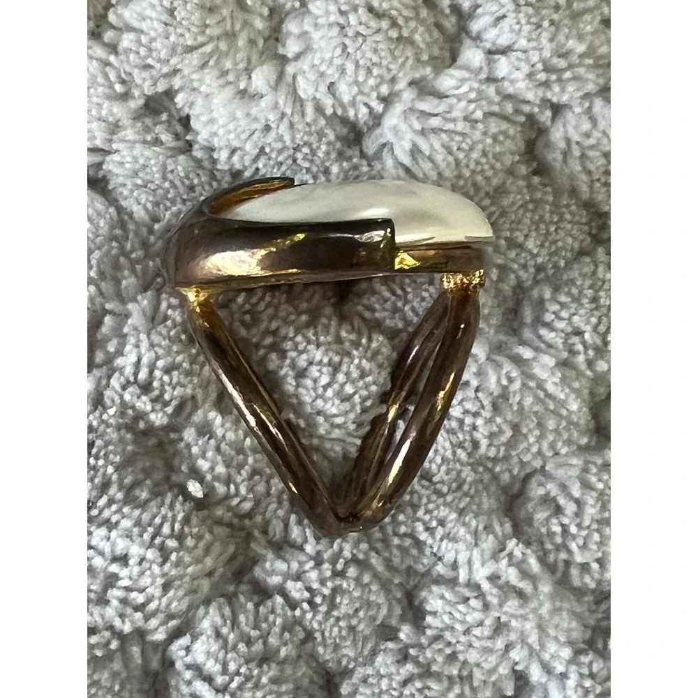 Vintage Pearl‎ Gold Scarf Ring